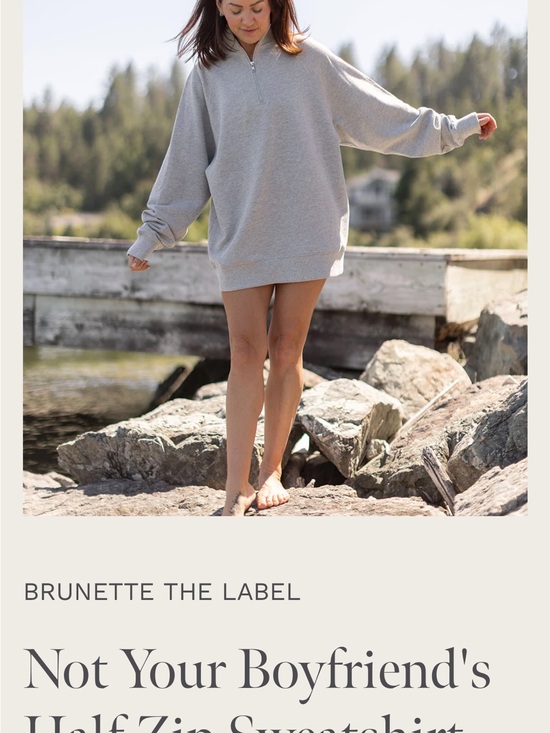 Brunette The Label Sweaters - Jilly box Brunette The Label Half-Zip Oversized Sweatshirt Dress - Light Gray